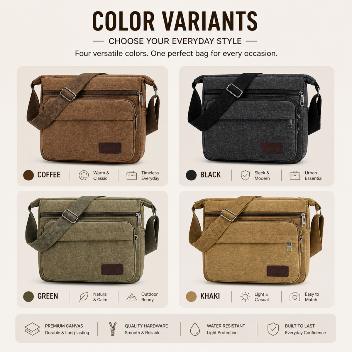 Thrives Outdoor | Canvas Crossbody Messenger Bag