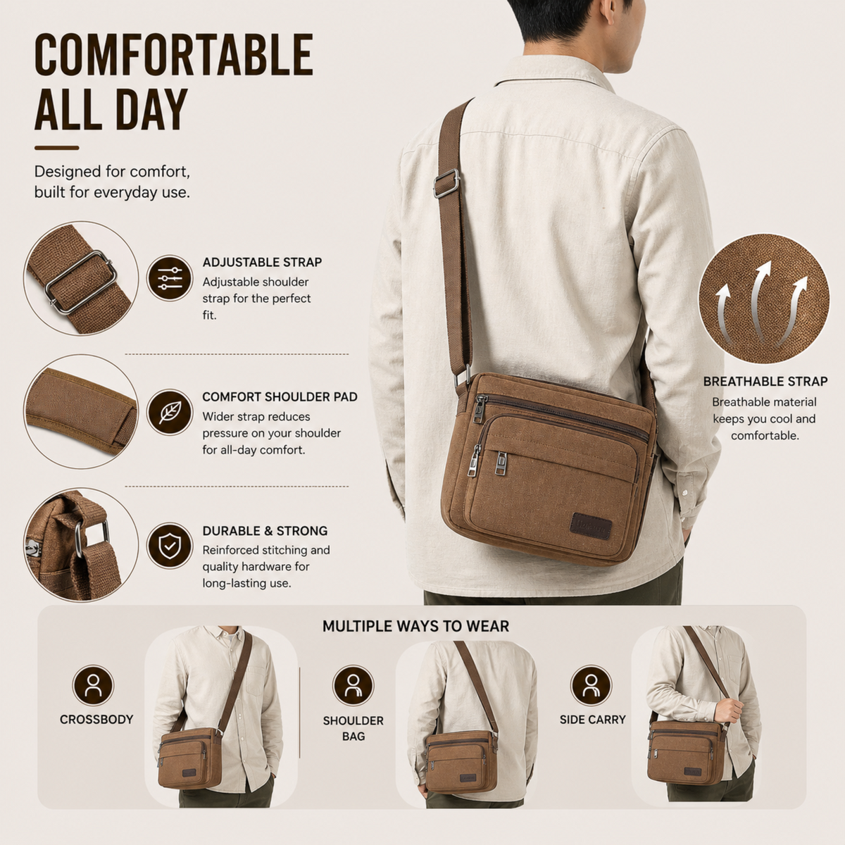 Thrives Outdoor | Canvas Crossbody Messenger Bag