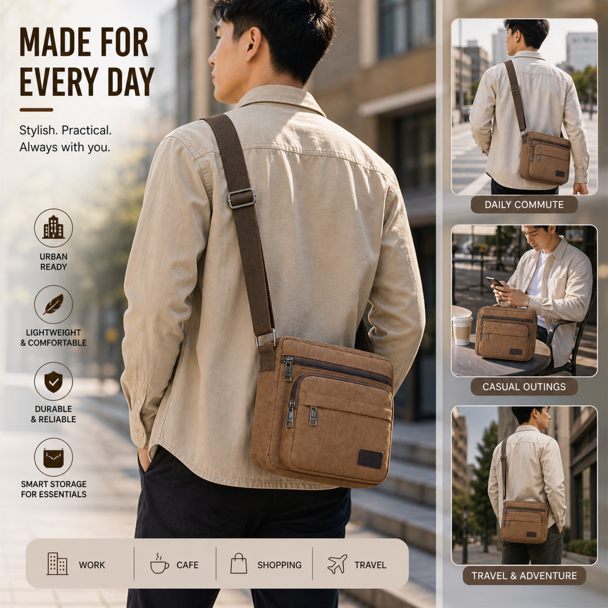 Thrives Outdoor | Canvas Crossbody Messenger Bag