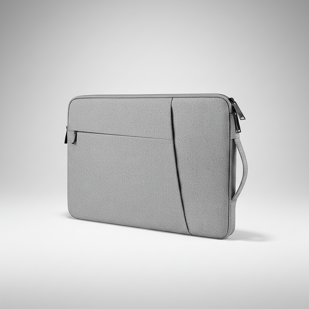 Water-resistant canvas laptop sleeve with padded interior and front pocket