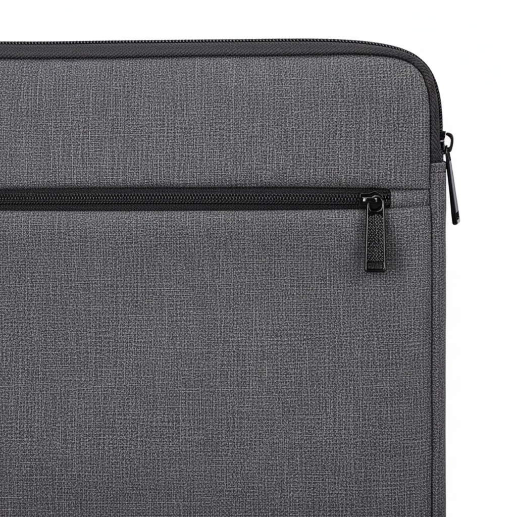 Water-resistant canvas laptop sleeve with padded interior and front pocket