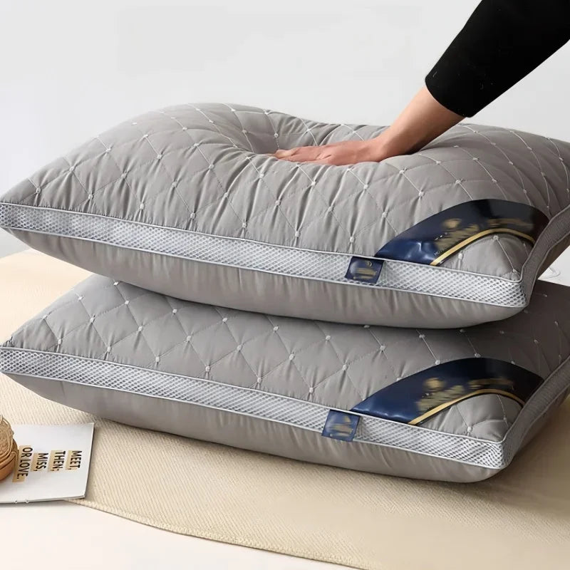 Cervical pillow with high-resilience polyester filling and breathable quilted cover