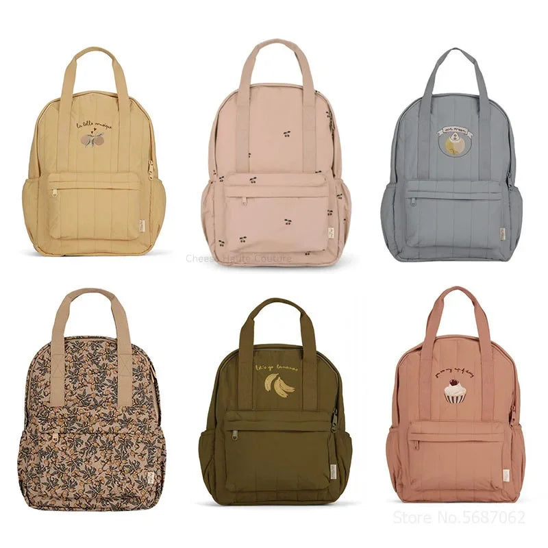 Kids quilted cotton backpack with adjustable padded shoulder straps