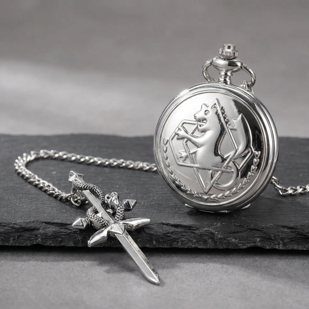 Pocket watch gift set with pendant chain in elegant presentation box