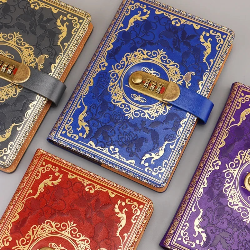 A5 vintage journal with combination lock secure closure