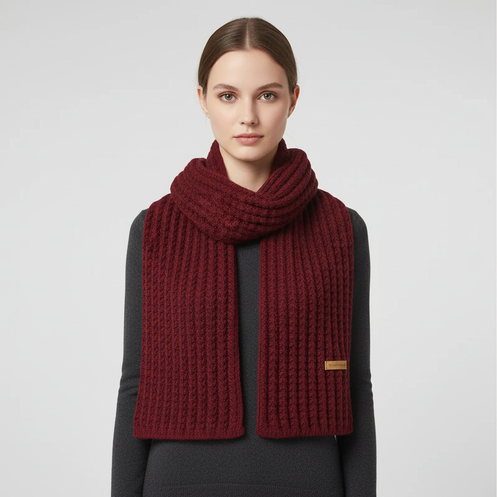 Chunky knit long scarf with cashmere-like softness for winter warmth
