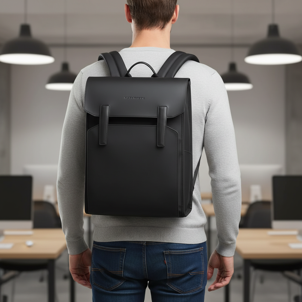 Structured laptop rucksack with Oxford material and padded compartment
