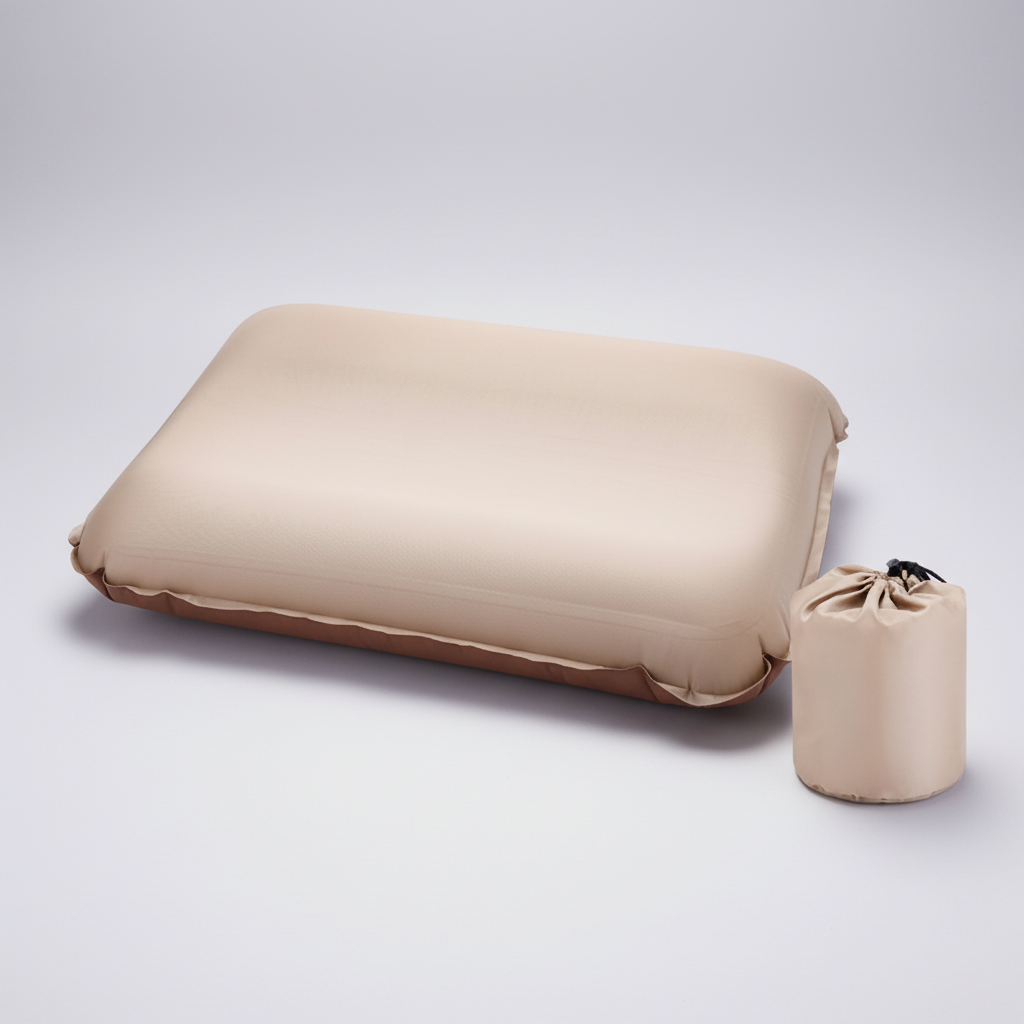Ultralight self-inflating camping pillow with compact packable design