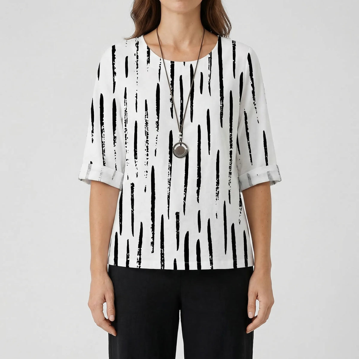 Women's clover print short-sleeve top and high-waist pant set