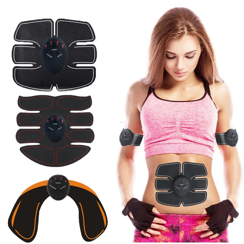 Wireless EMS abdominal trainer with composite pads for muscle stimulation