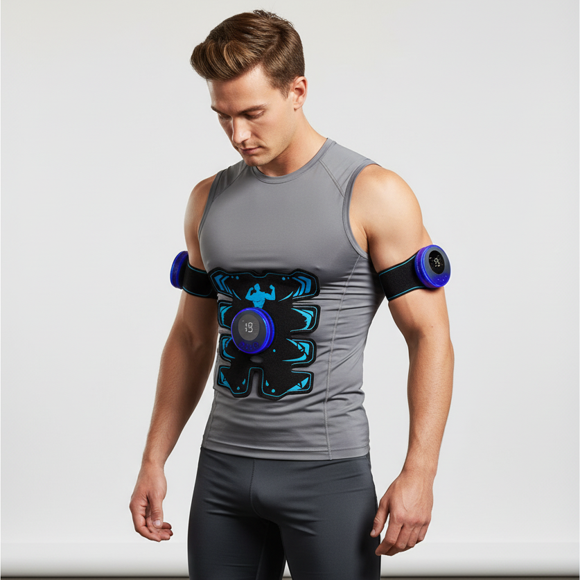Wireless EMS muscle stimulator pad with USB rechargeable design