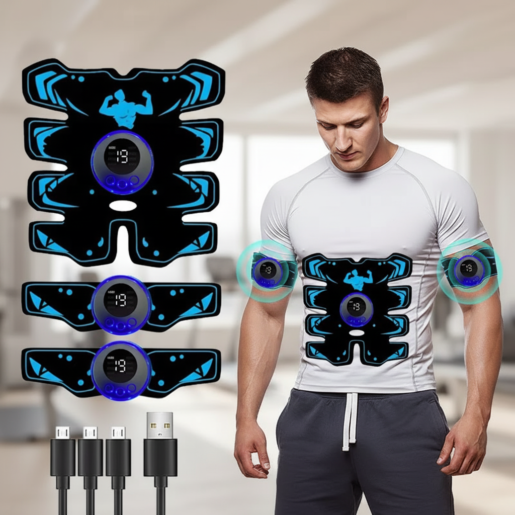 Wireless EMS muscle stimulator pad with USB rechargeable design