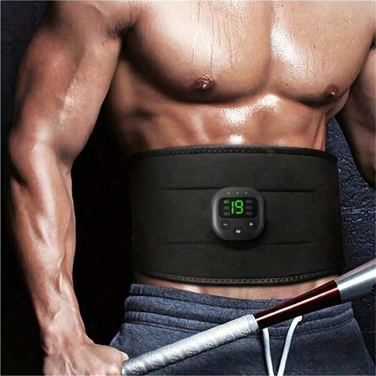 USB rechargeable waist massager belt with adjustable fit for muscle stimulation