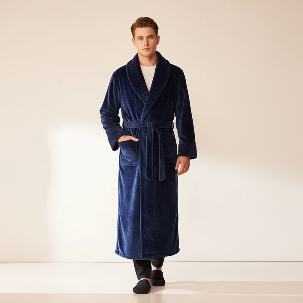 Oversized plush bathrobe with full-length coverage and deep pockets