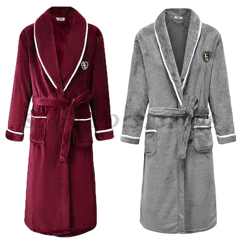 Oversized shawl collar robe with deep pockets and self-tie belt