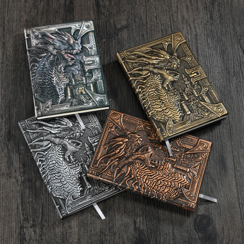 A5 embossed dragon hardcover notebook with 100 ruled sheets