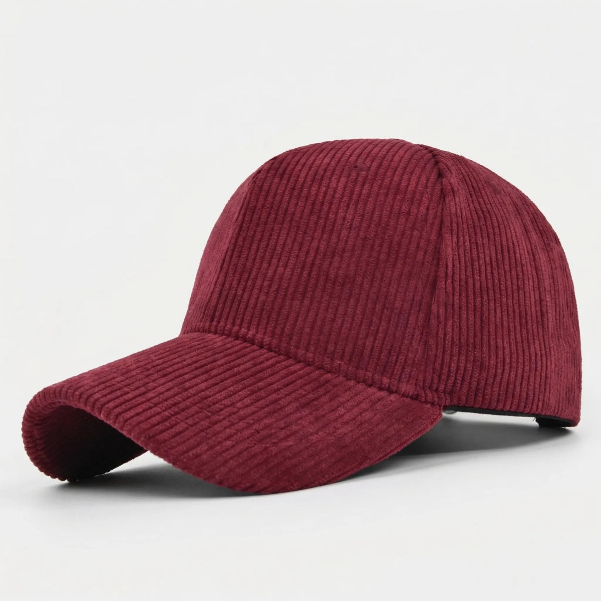 Cord baseball cap with curved peak and textured crown