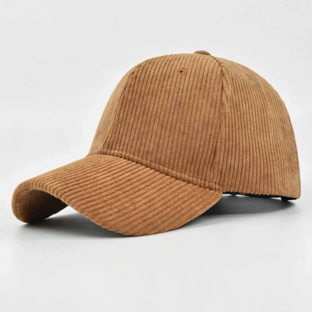 Cord baseball cap with curved peak and textured crown