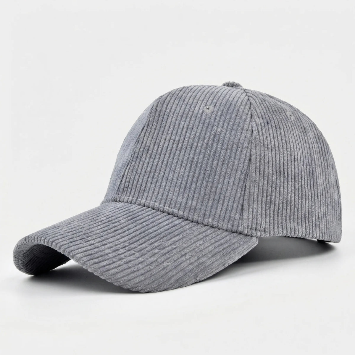 Cord baseball cap with curved peak and textured crown