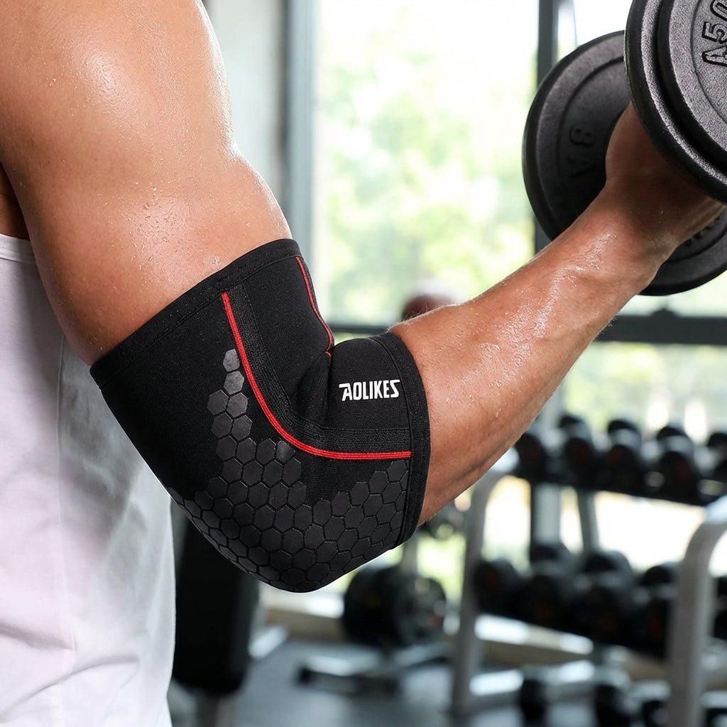 Compression elbow support sleeve for weightlifting and sport