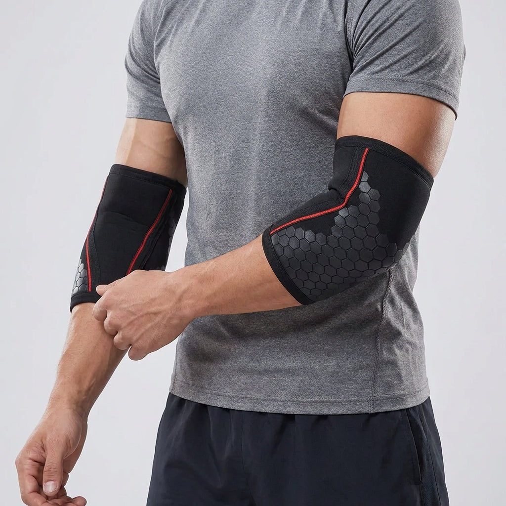 Compression elbow support sleeve for weightlifting and sport
