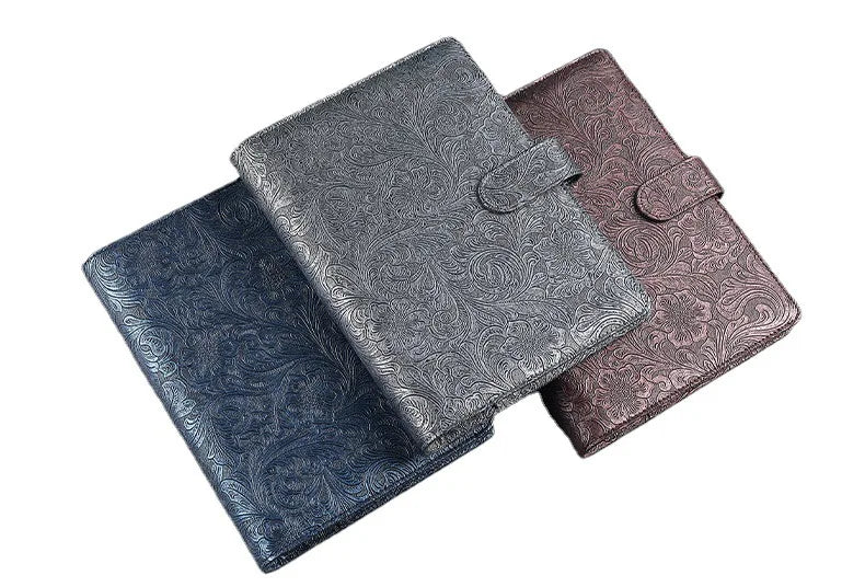 Vintage embossed planner cover with refillable ring binder system