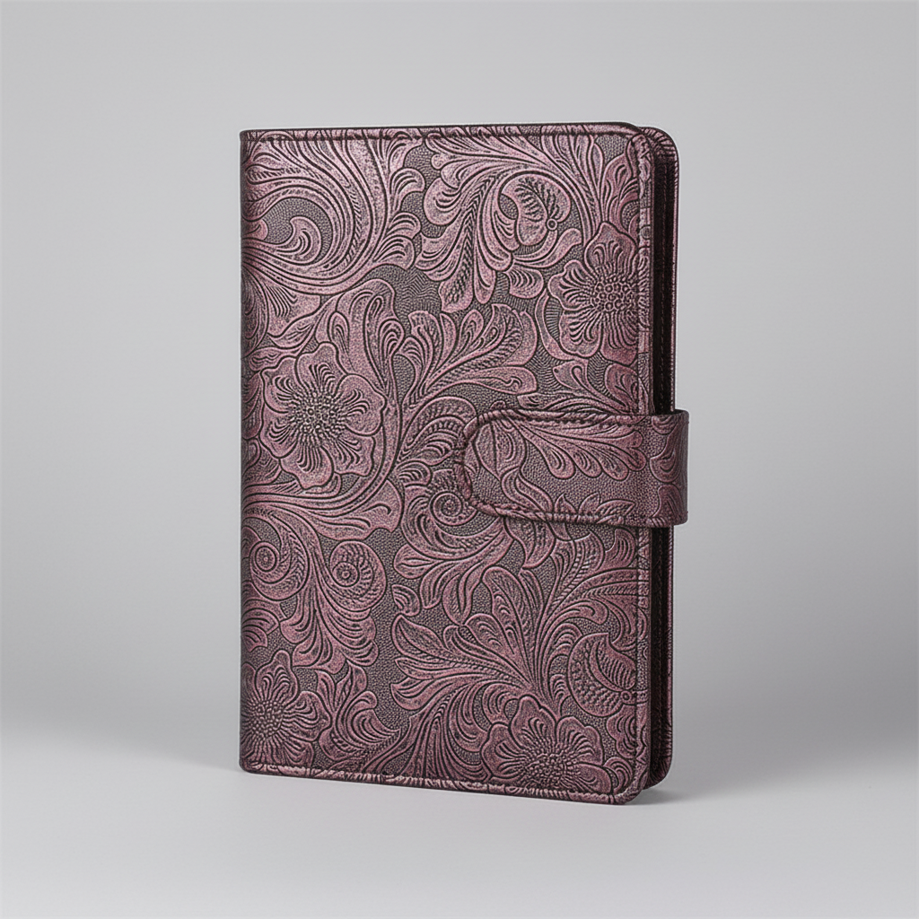 Vintage embossed planner cover with refillable ring binder system