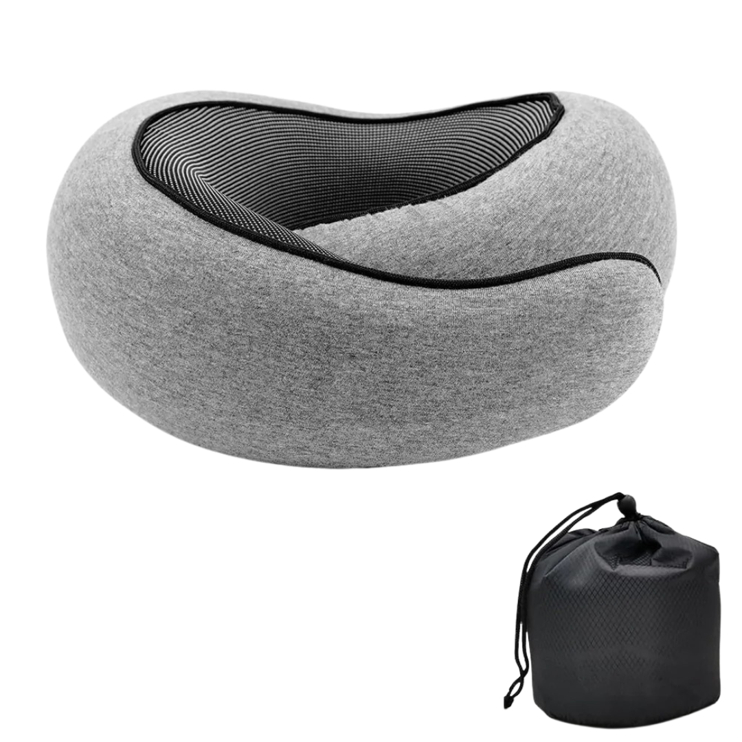 U-shaped travel neck pillow with memory foam and breathable cotton cover