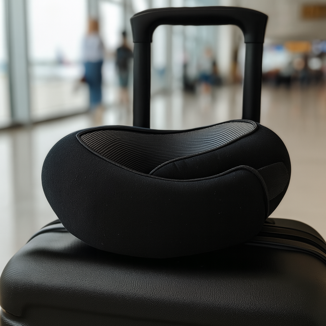 U-shaped travel neck pillow with memory foam and breathable cotton cover