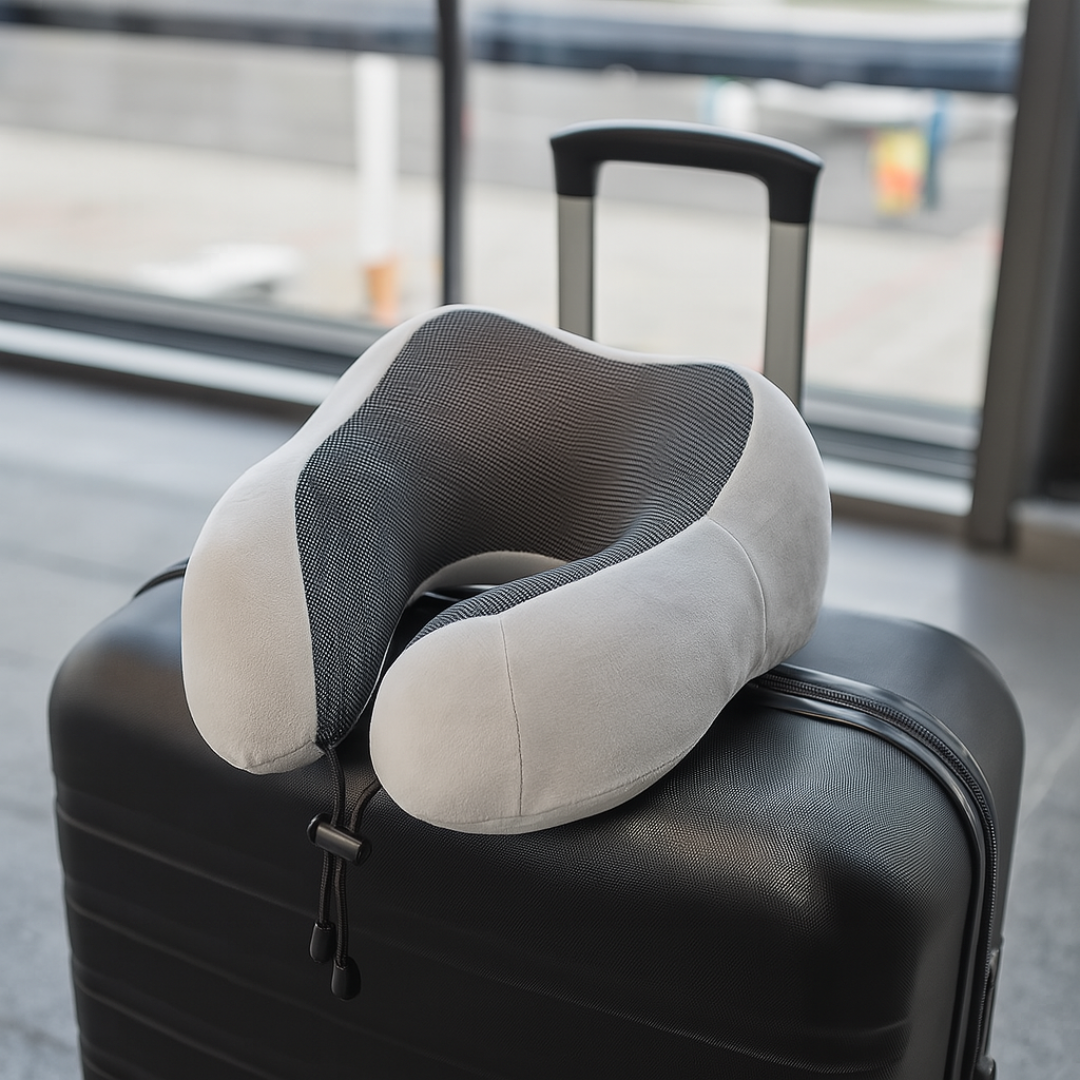 Ergonomic U-shaped travel pillow with memory foam and cotton cover