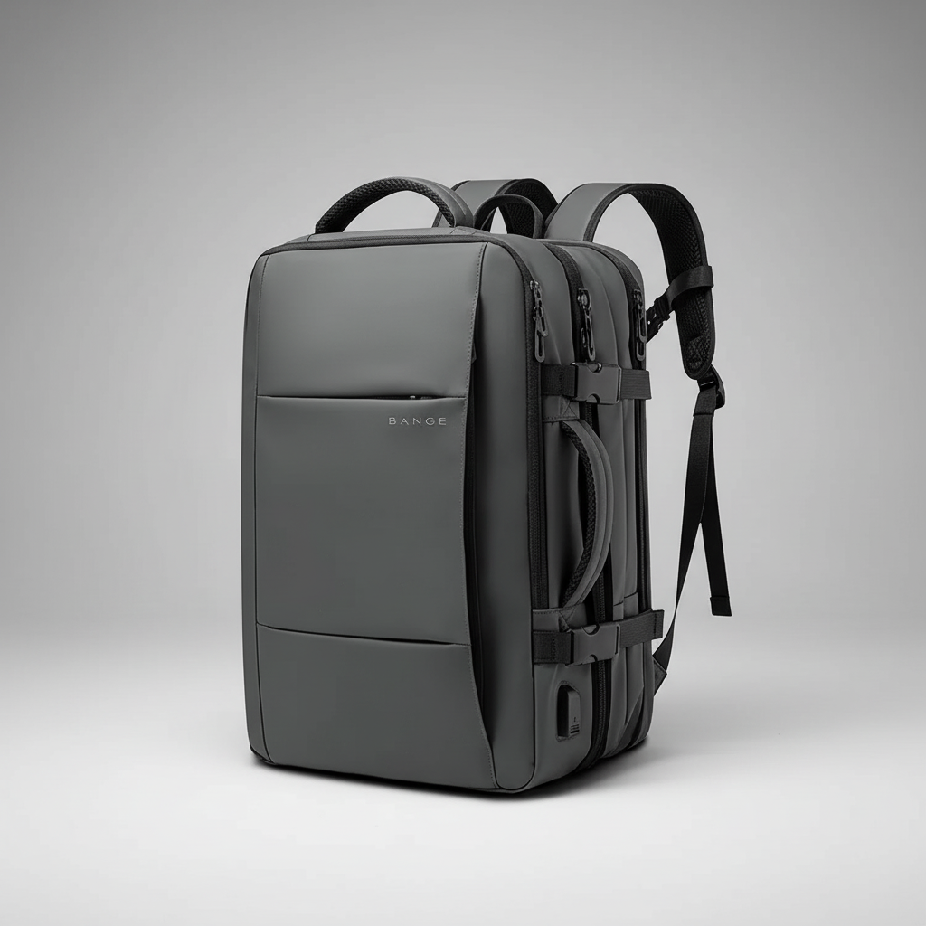 Expandable business backpack with padded laptop pocket and USB port