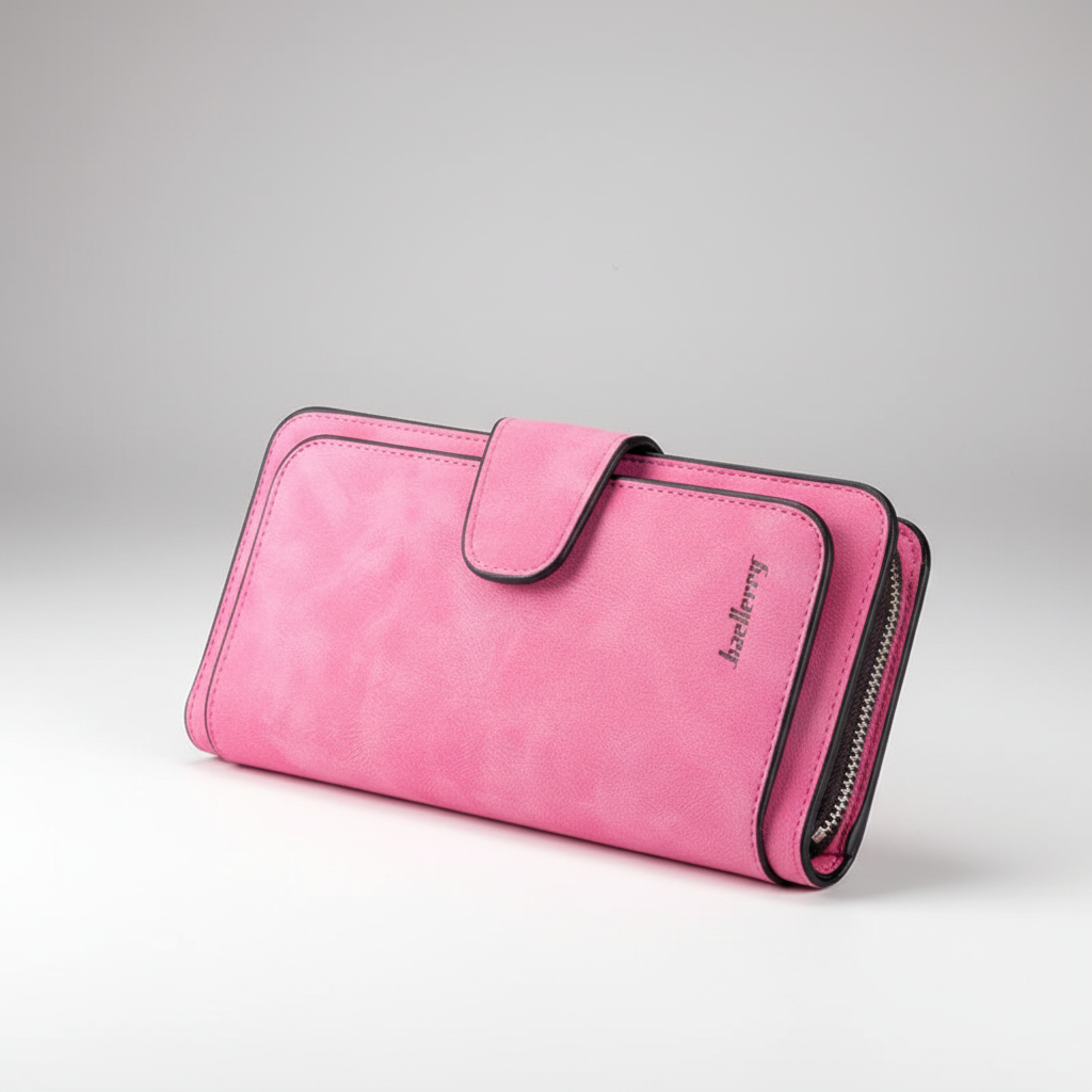 Long women's wallet with multiple card slots and zipped coin pocket