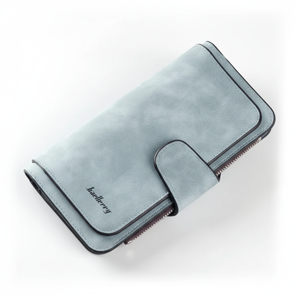 Long women's wallet with multiple card slots and zipped coin pocket