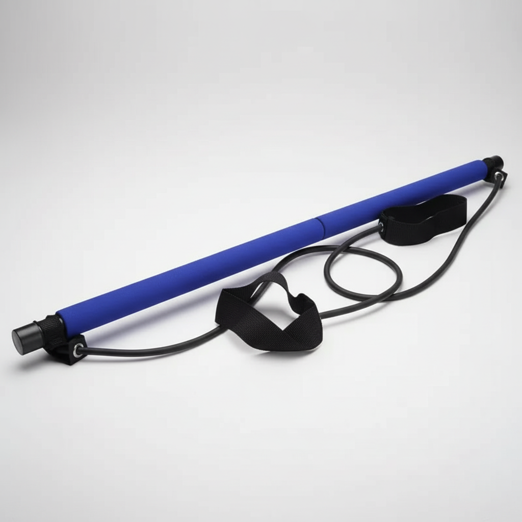 Adjustable pilates bar with elastic bands for home strength and toning workouts