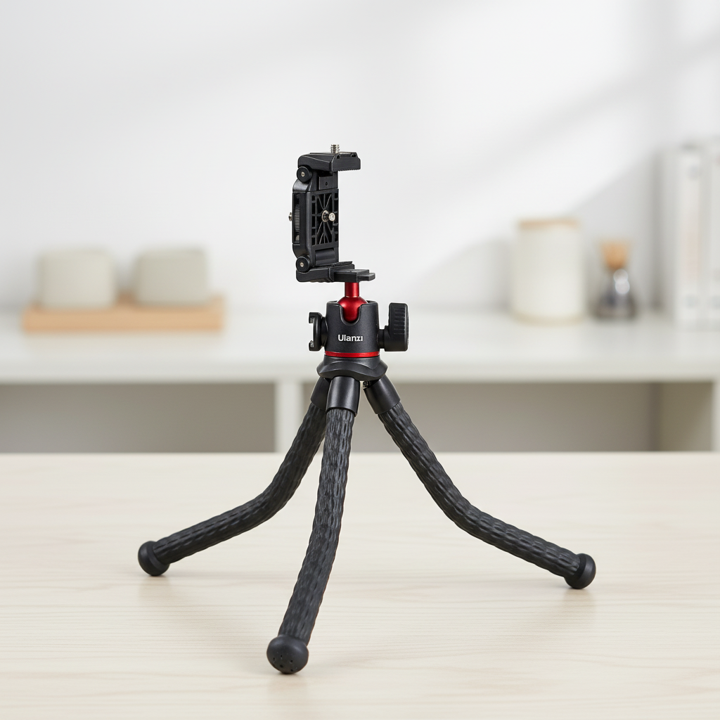 Flexible octopus tripod with bendable rubber legs for phones and cameras