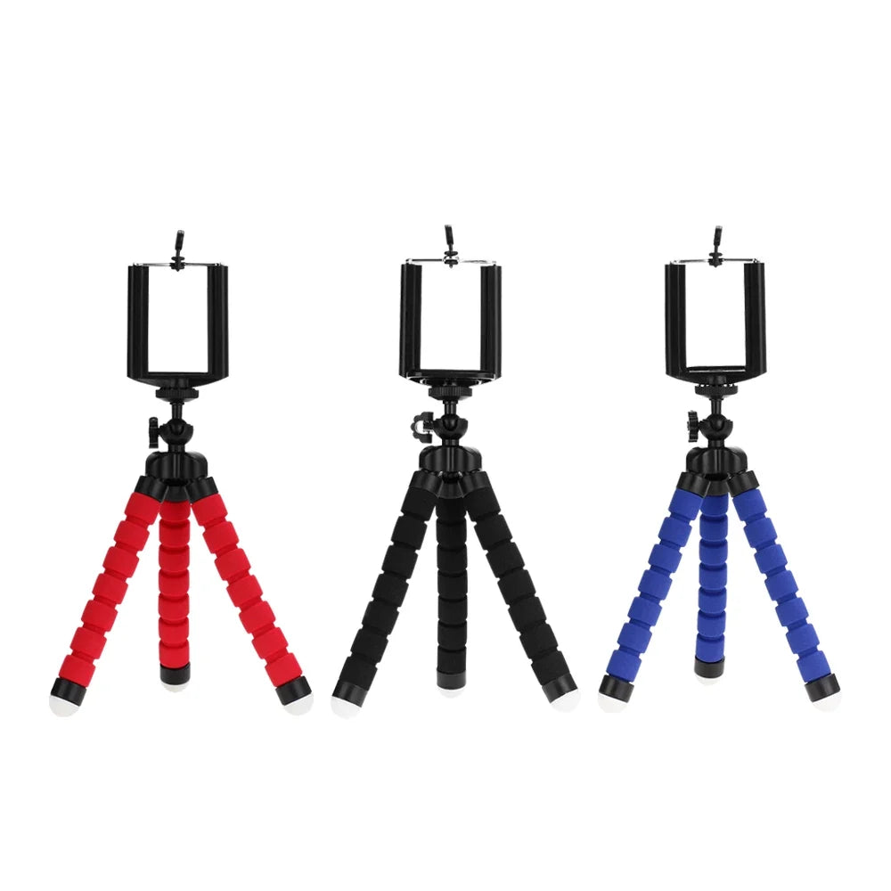 Flexible mini tripod with foam legs for smartphone photography