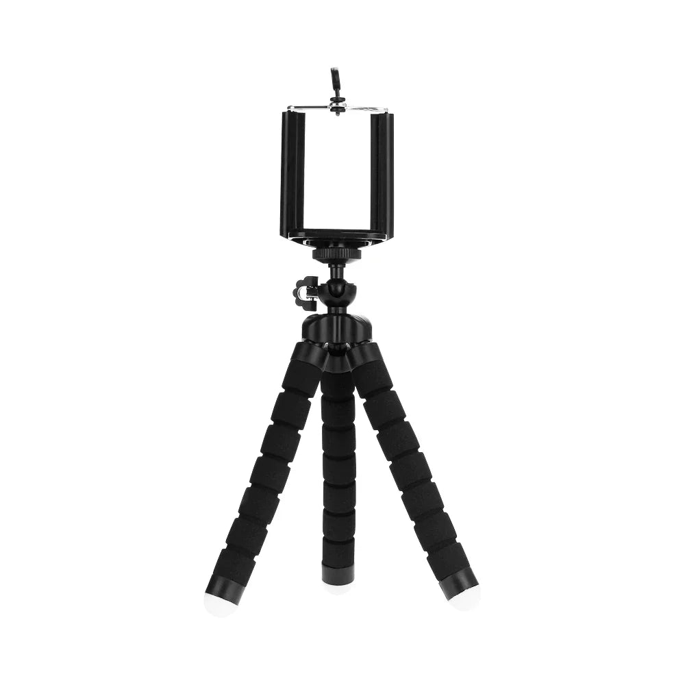 Flexible mini tripod with foam legs for smartphone photography