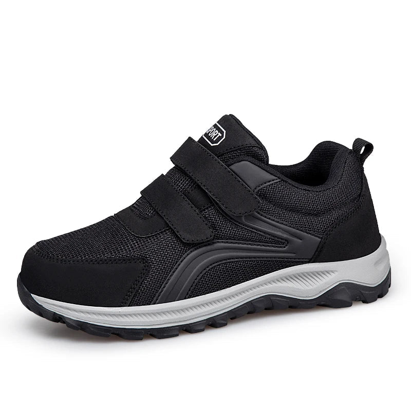 Wide fit orthopaedic walking shoe with velcro straps and padded sole