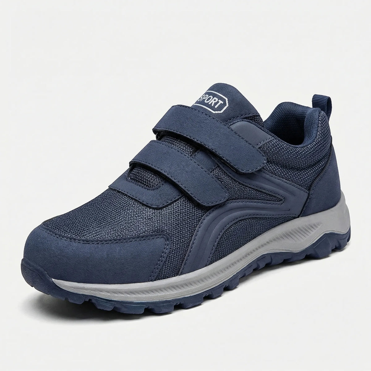 Wide fit orthopaedic walking shoe with velcro straps and padded sole