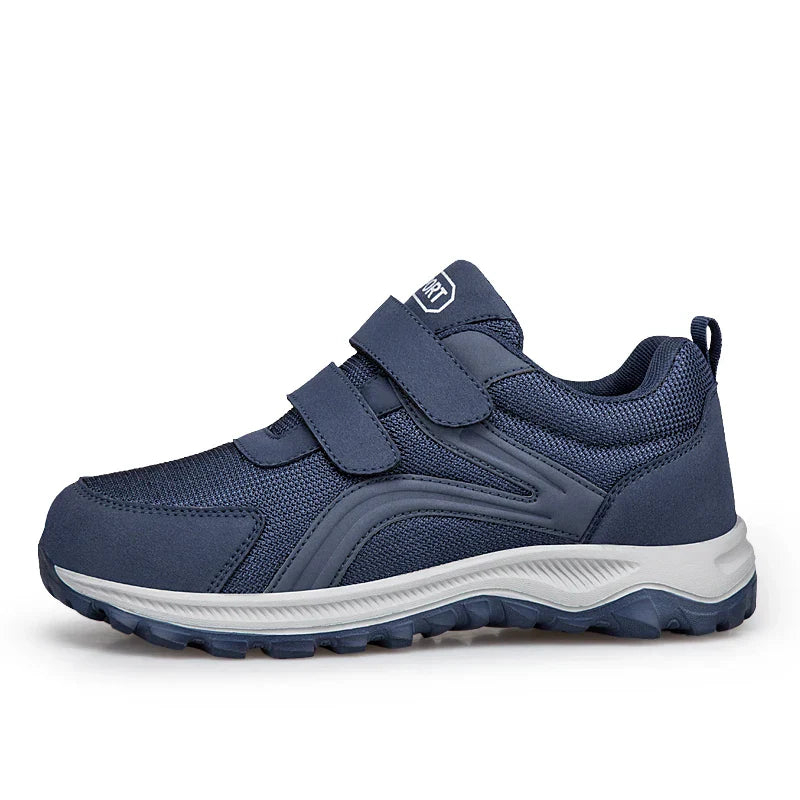 Wide fit orthopaedic walking shoe with velcro straps and padded sole