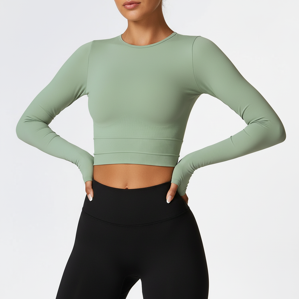 Long sleeve athletic top with quick-dry compression fit
