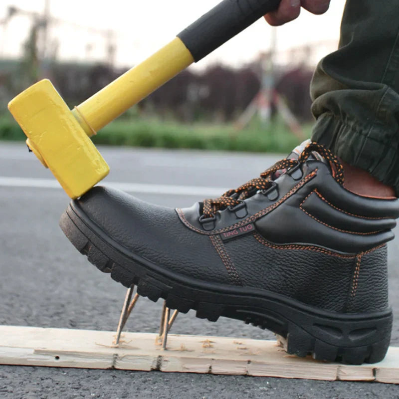Men's mid-ankle safety boot puncture resistant slip-resistant work