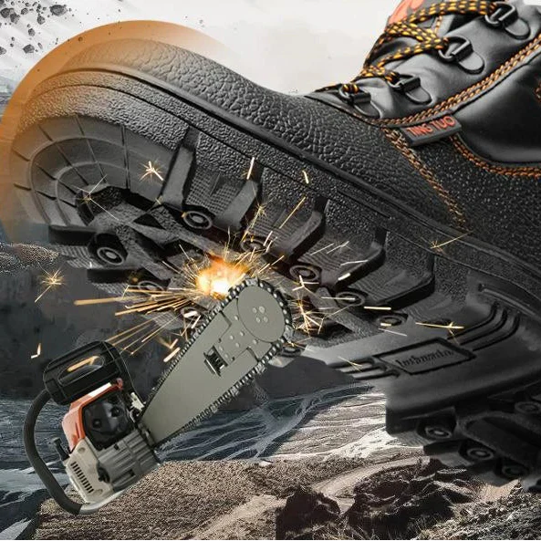Men's mid-ankle safety boot puncture resistant slip-resistant work