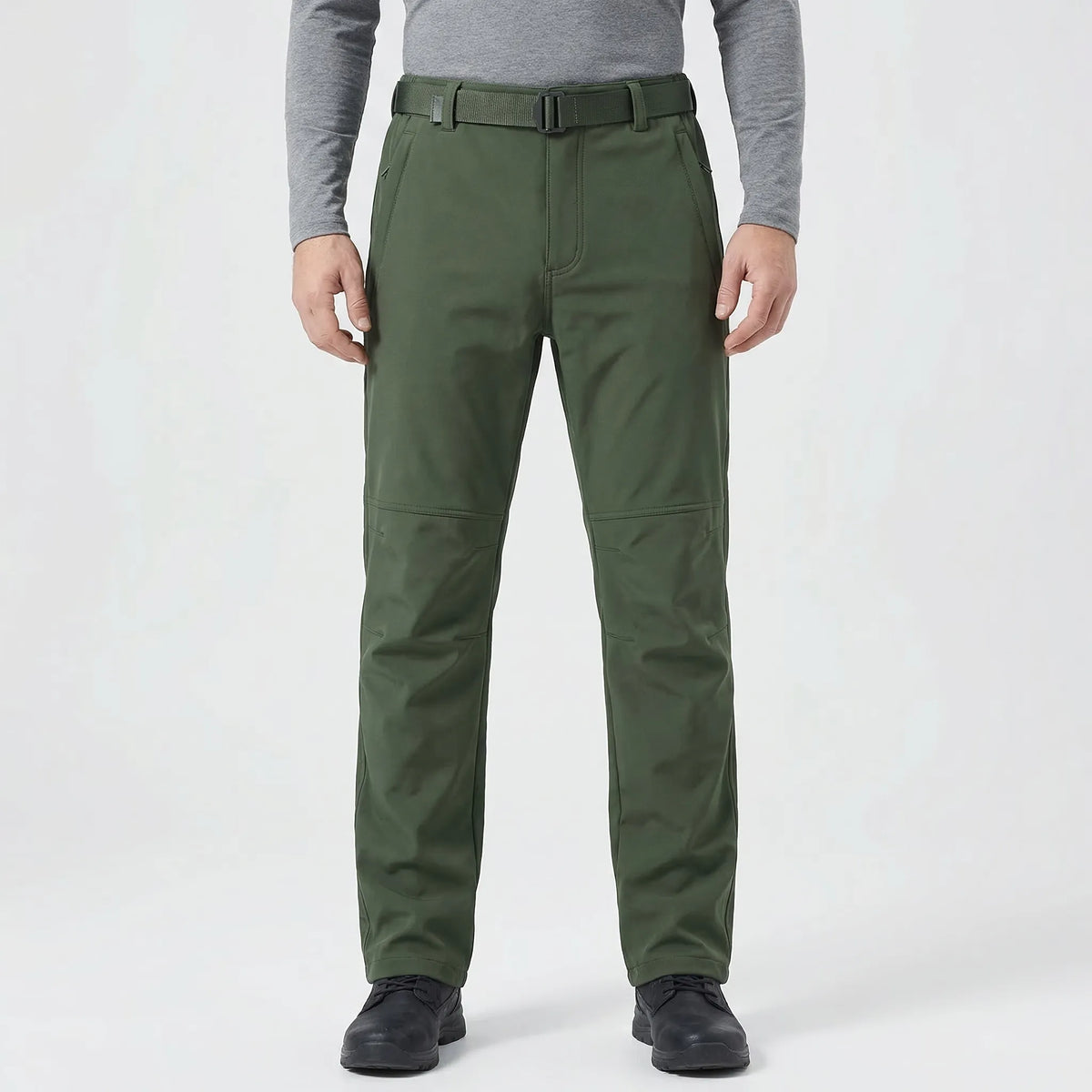 Tactical cargo trousers with fleece lining and water-repellent outer