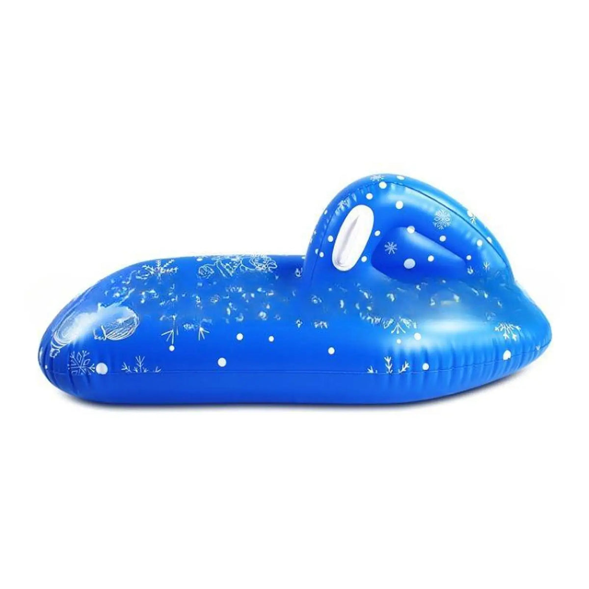Inflatable snow tube with cushioned seating and compact portable design