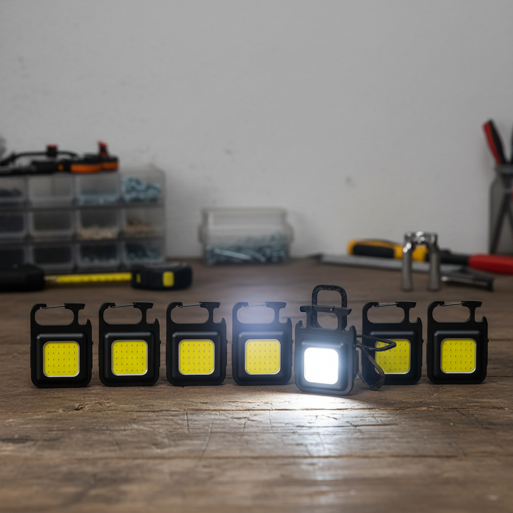 Mini rechargeable COB keychain light with magnetic mount and four brightness modes