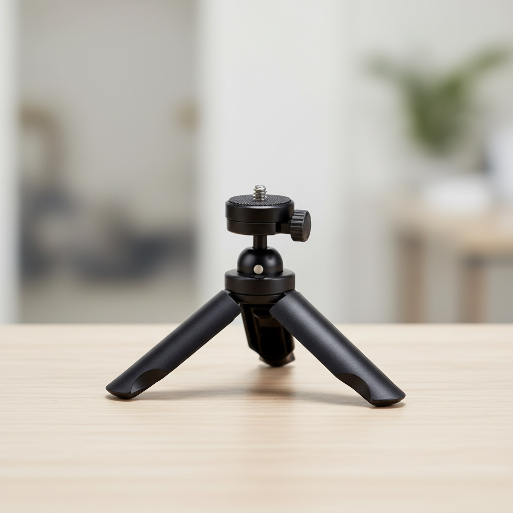Compact mini tripod with folding legs for phones and action cameras