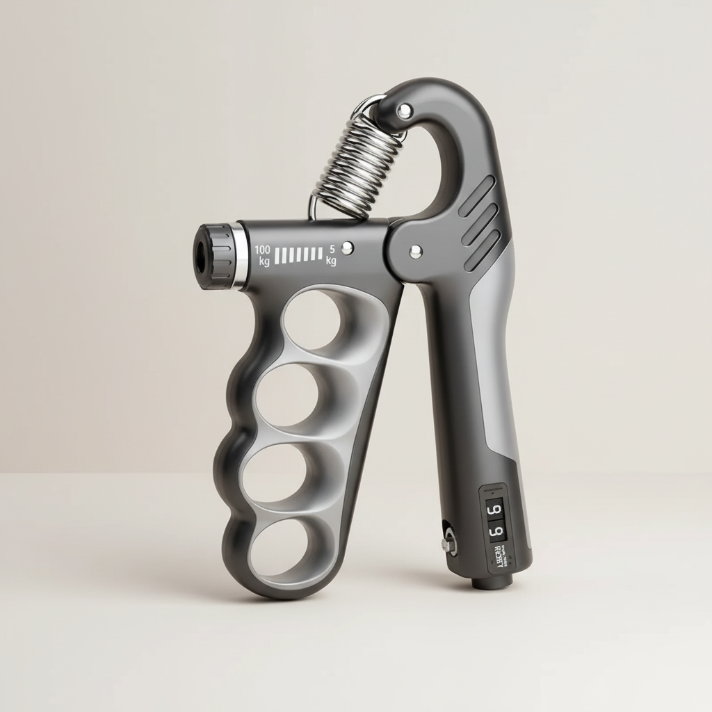 Adjustable hand grip strengthener with ergonomic finger grooves