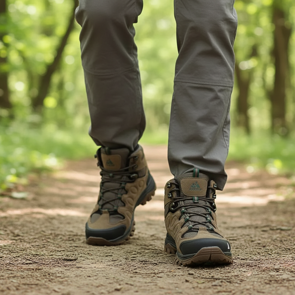 High-top hiking boots with non-slip outsole and warm fur lining