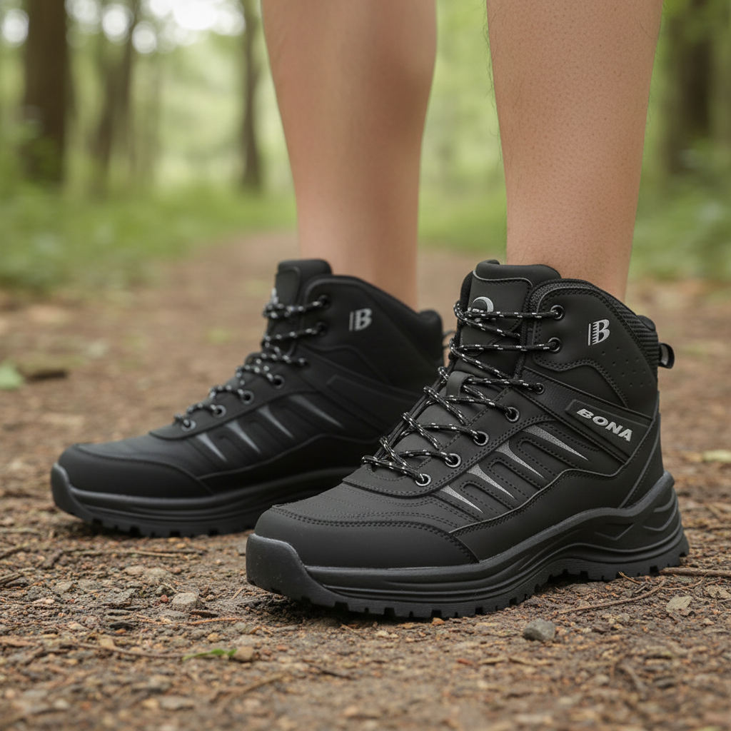 Men's insulated hiking boots with warm plush lining and durable rubber outsole